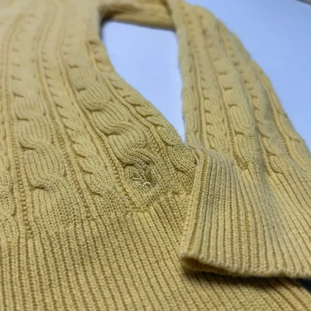 American Eagle Y2K Fitted FullLength Cable Knit V Neck Sweater LongSleeve Size M